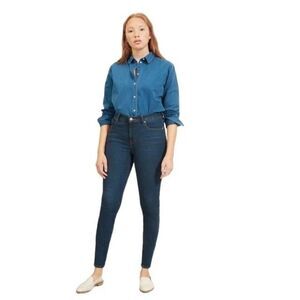 Everlane The Authentic Stretch Mid-Rise Skinny Ankle Jeans Size 29 Blue Stretch
